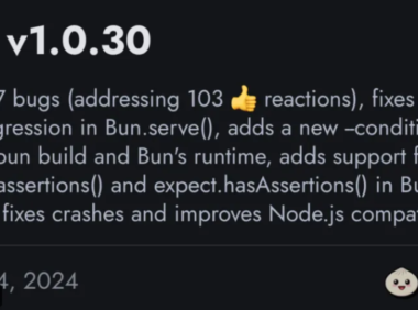 Bun v1.0.30 正式发布！即将提供 Windows 稳定版本